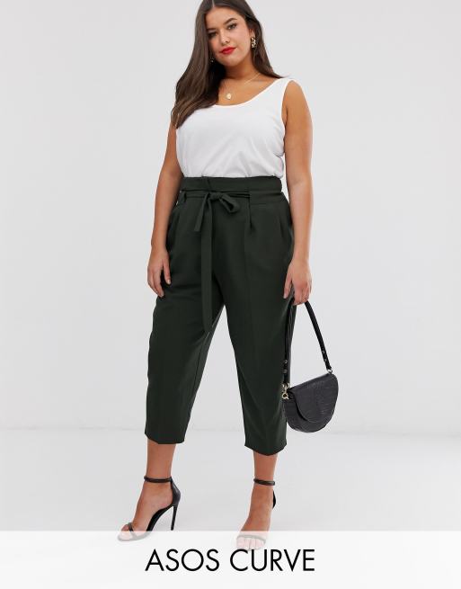 Khaki ankle hot sale grazer trousers