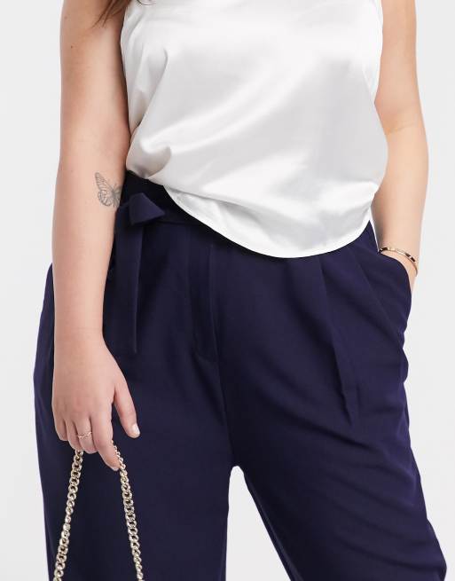 ASOS DESIGN tailored tie waist tapered ankle grazer trousers