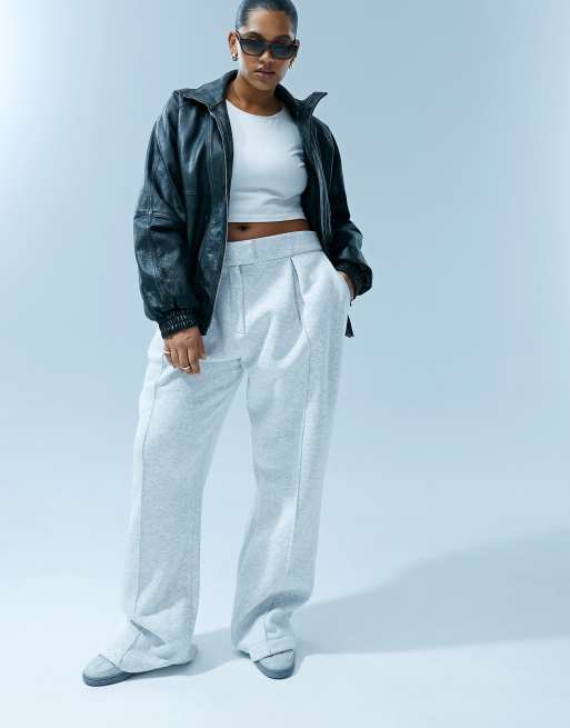 ASOS DESIGN Curve tailored trackies in grey marl