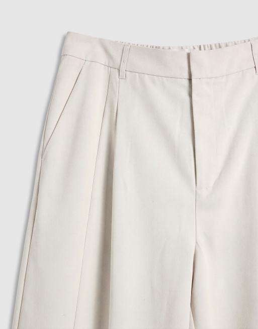 ASOS DESIGN Curve Tailored utility barrel trouser in cream, 9 of 9