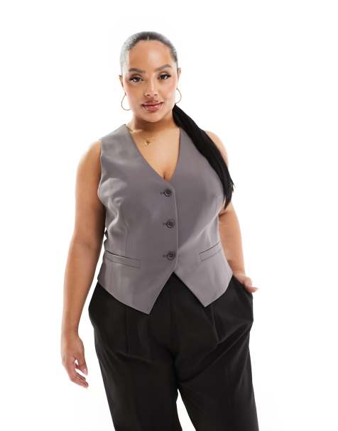 ASOS DESIGN Curve tailored vest in gray - view 1