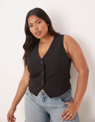 ASOS DESIGN Curve tailored waistcoat in black φωτογραφία