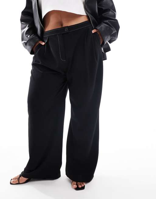 ASOS DESIGN Curve tailored wide leg pants with contrast