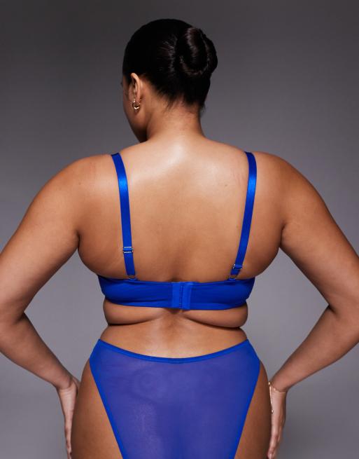 ASOS DESIGN Curve – Tammy – Balconette-BH aus transparentem Netzstoff in Kobaltblau mit Bügel, 3 von 4