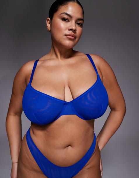 ASOS DESIGN Curve - Tammy - Completo intimo in rete color cobalto - view 1