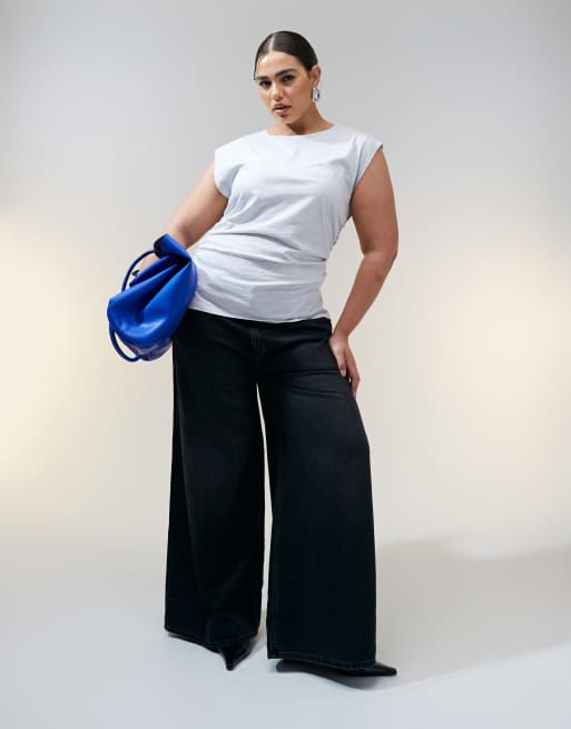 ASOS DESIGN Curve – Tanktop in meliertem Eisgrau mit Korsett-Taille und betonter Schulter, 2 von 4
