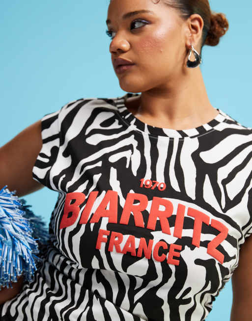 ASOS DESIGN Curve - Tanktop met boothals en grafische print in zebraprint, 2 van 4