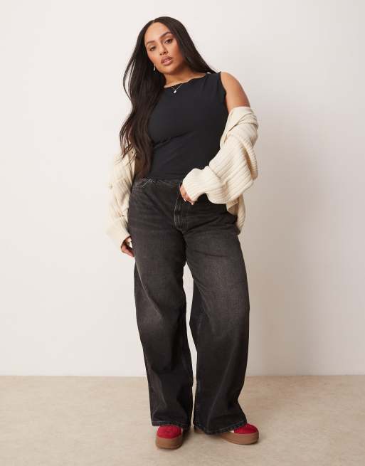 ASOS DESIGN Curve - Tanktop met boothals in zwart, 2 van 4