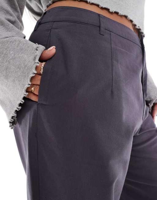 ASOS DESIGN Curve tapered pants with turn up detail in charcoal