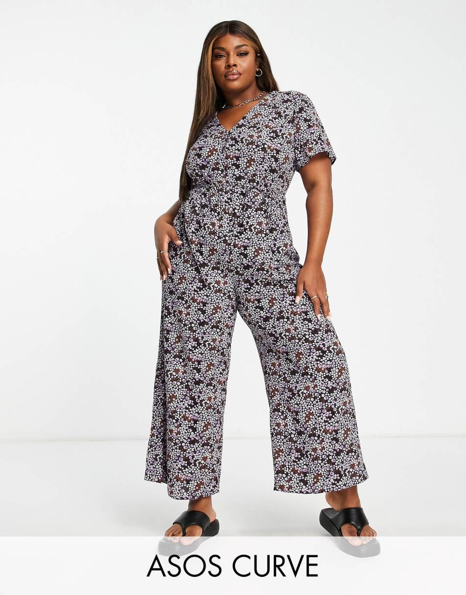 ASOS DESIGN Maternity denim boiler suit in mid wash