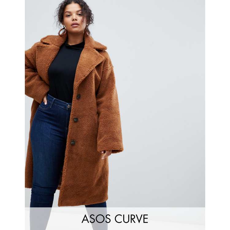 Asos design hot sale teddy coat