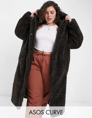 asos curve teddy coat