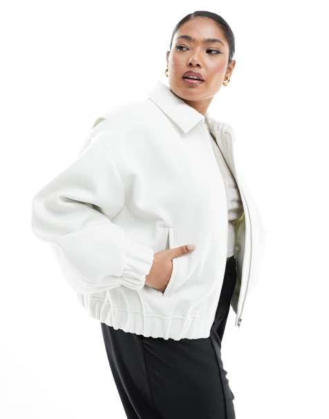 Plus size white bomber on sale jacket