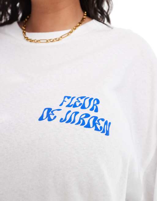 ASOS DESIGN Curve textured boyfriend fit T-shirt with fleur