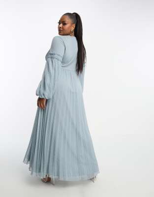 Light Midi Maxi Dress Pale Blue Dress Asos ASOS DESIGN Curve Textured  Chiffon Pleat Maxi Dress