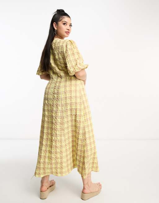 Zara yellow 2024 check dress