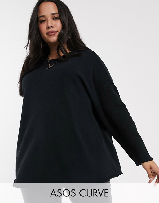 ASOS DESIGN Curve textured oversized sweatshirt in black