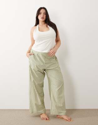Asos Curve Asos Design Curve Textured Pull On Straight Leg Pants In Multi
