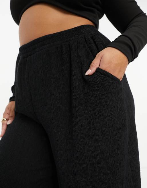 Curves Black Wide Leg Joggers