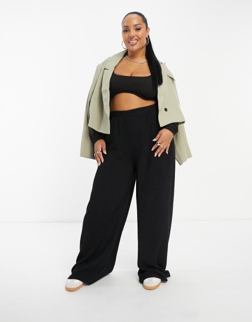 NaaNaa wide leg trousers with v-waist detail in black