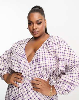 plus size purple plaid shirt