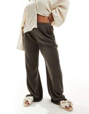 ASOS Curve ASOS DESIGN Curve textured wide leg trouser in chocolate-Brown