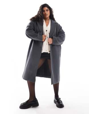 ASOS DESIGN Curve throw on formal coat in charcoal-Black