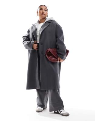 ASOS DESIGN Curve throw on formal coat in charcoal-Gray