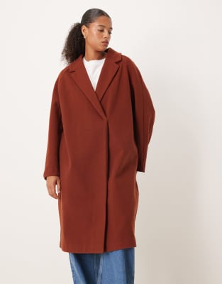 Asos Curve Asos Design Curve Throw On Overcoat In Brown