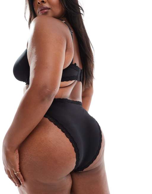 ASOS DESIGN Curve - Tia - Sorte brasilianske briefs med blondekant i superblødt mikrofiber, 4 af 4