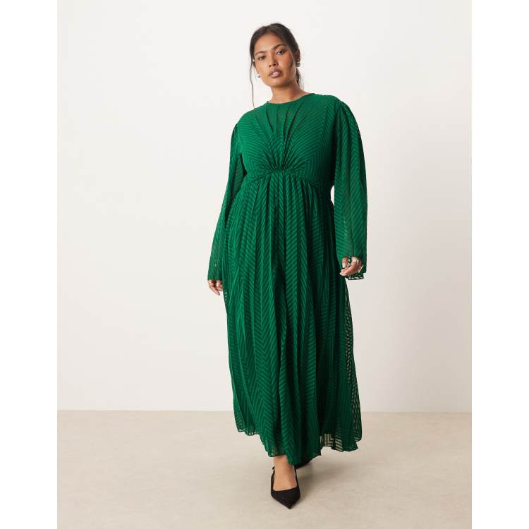 asos design embroidered pleated midi dress with fluted sleeve ASOS DESIGN Lace Insert Pleated Midi Dress With Embroidery In Navy main image 1