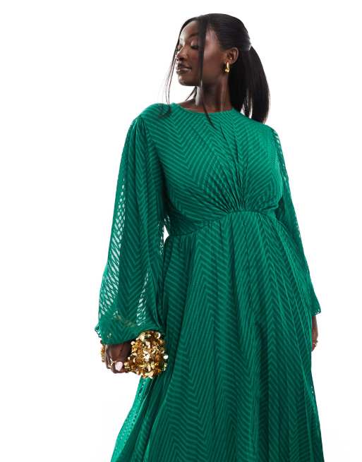 Green pleated cheap dress asos