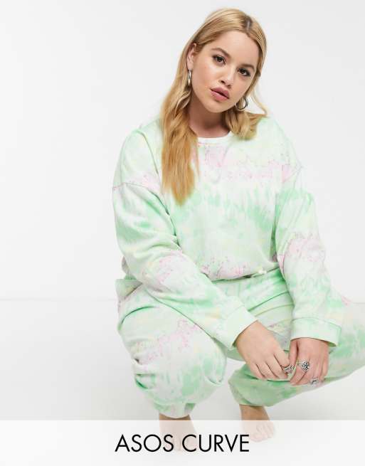 ASOS DESIGN Curve tie dye sweat & jogger set