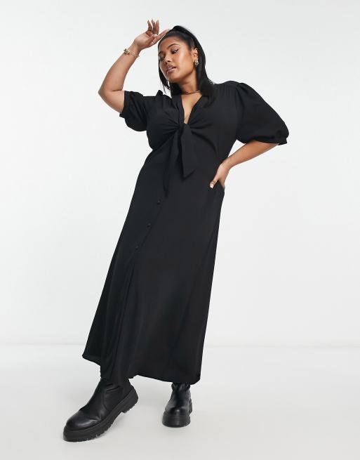 Asos black cheap button dress