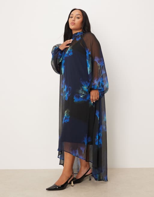 high neck smock dress Navy Blue Smocked Square Neck Satin Maternity Midi Dress – PinkBlush main image 0