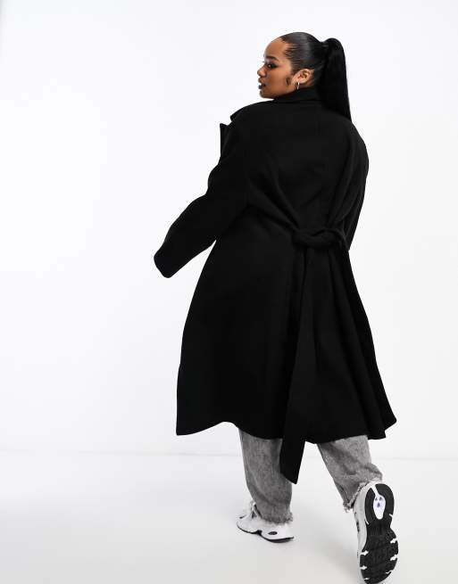 Black waist store length coat