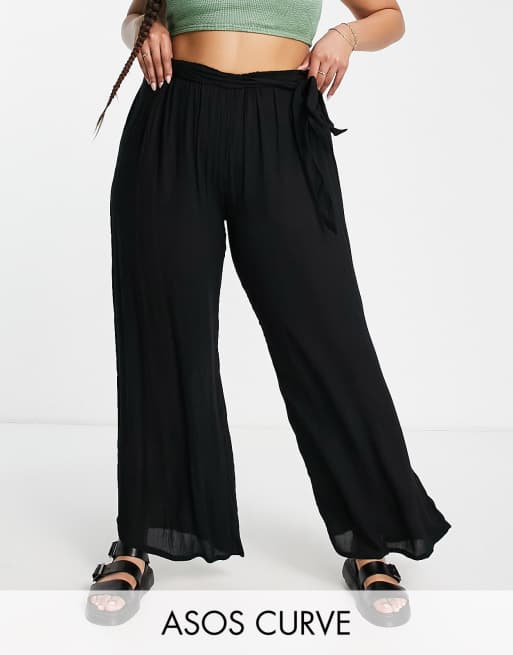 ASOS DESIGN Curve palazzo pants in black