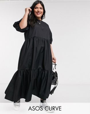 cotton black dress with sleeves
