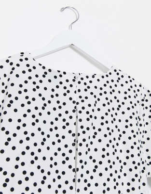 white midi dress with black spots