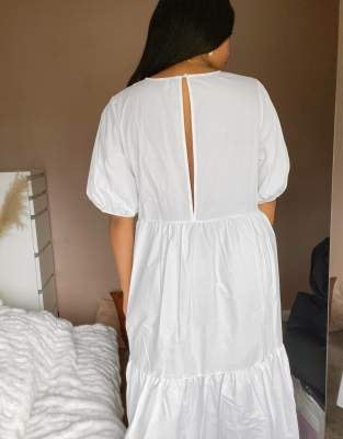 white cotton tiered dress