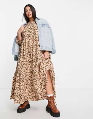 plus size leopard print maxi dress