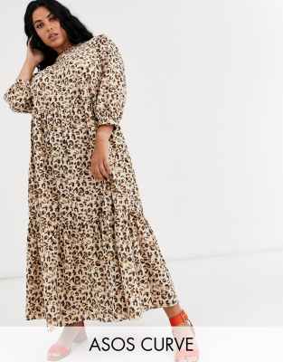 animal print maxi dress with sleeves