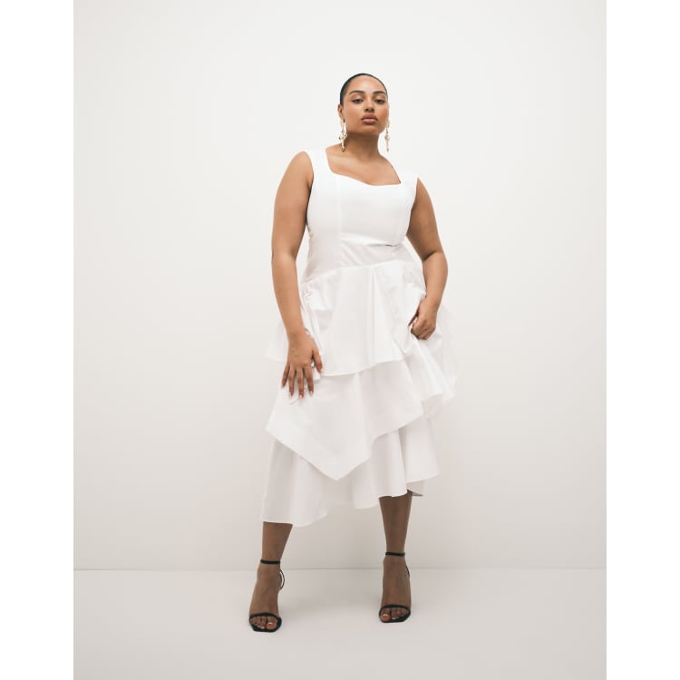 ASOS DESIGN Curve tiered maxi dress in white | ASOS