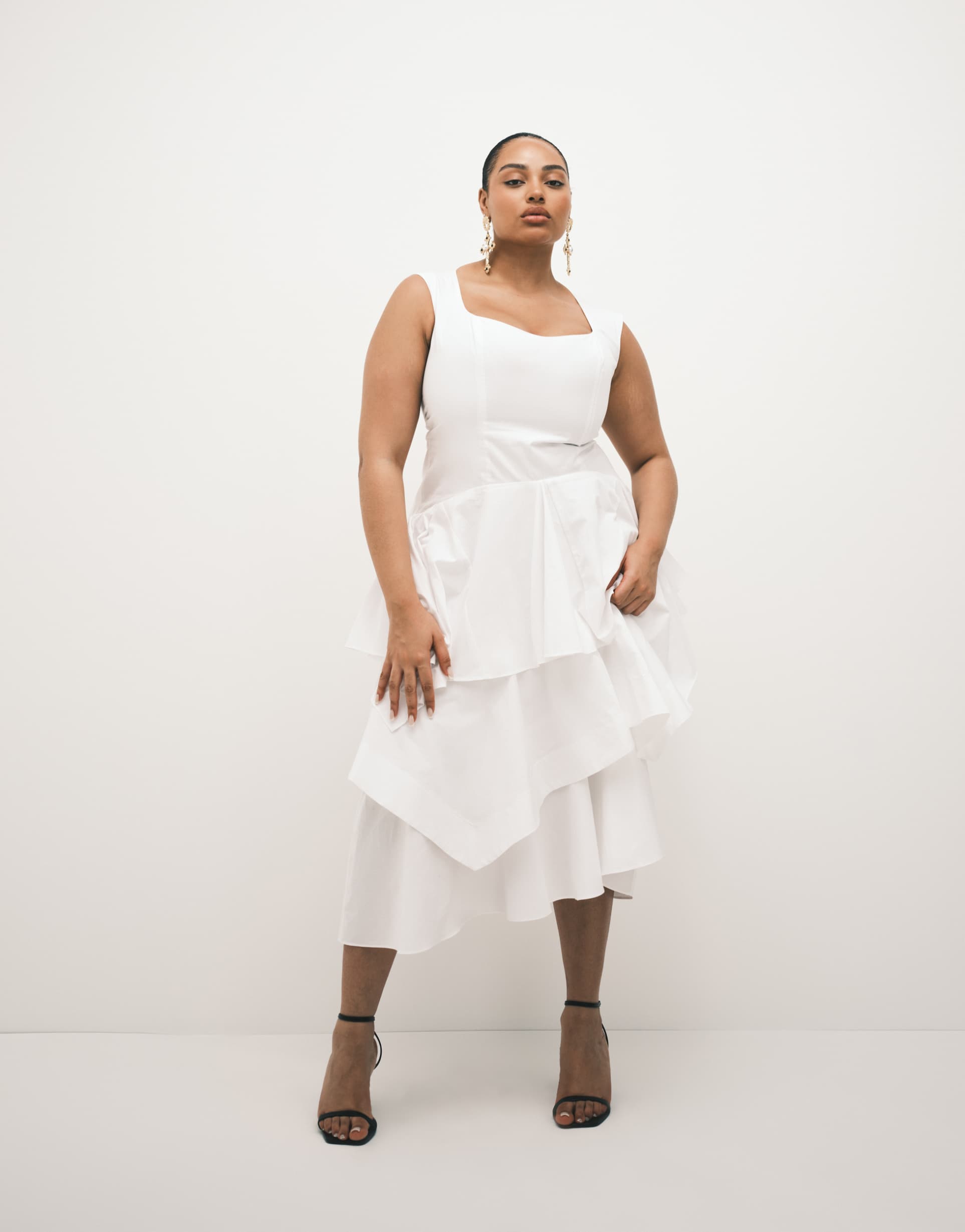 asos design curve tiered maxi dress in white