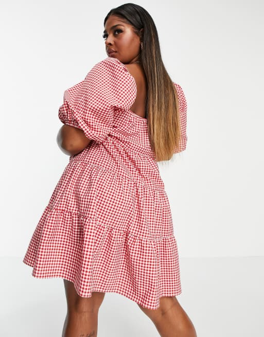 Asos red hotsell gingham dress