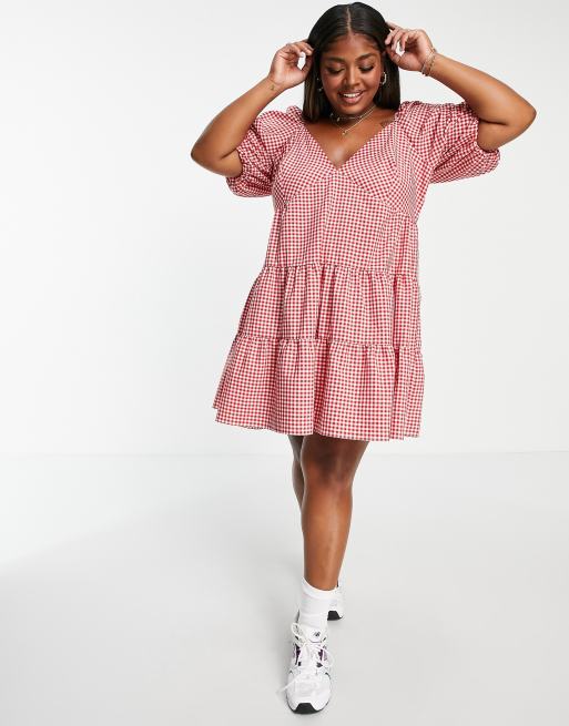 Asos red 2025 gingham dress