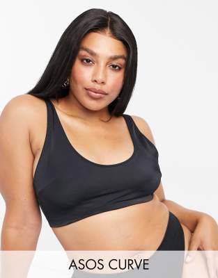 ASOS Curve ASOS DESIGN Curve Tiggy smoothing scoop neck microfibre bra in black