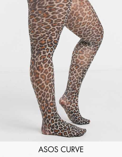 Leopard print 2025 tights plus size