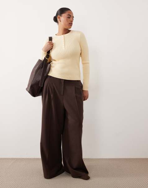 ASOS DESIGN Curve - Top à col tunisien en maille fine - Babeurre - view 1