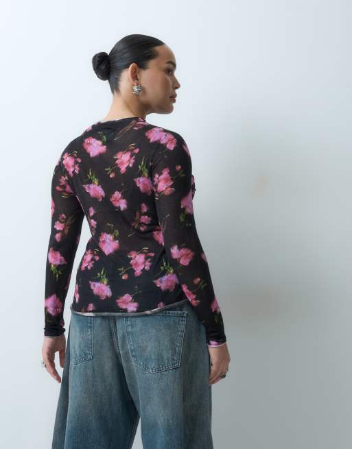 ASOS DESIGN Curve top à détail soutien-gorge effet seconde peau en imprimé fleuri, 4 de 5